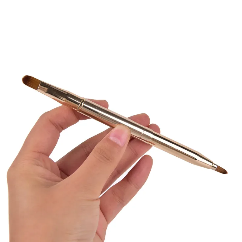 1pcs Gold Make Up Retractable Lip Eye Liner Eyeshadow Foundation Brush Double-headed Makeup Brushes Cosmetics Tool — image 5