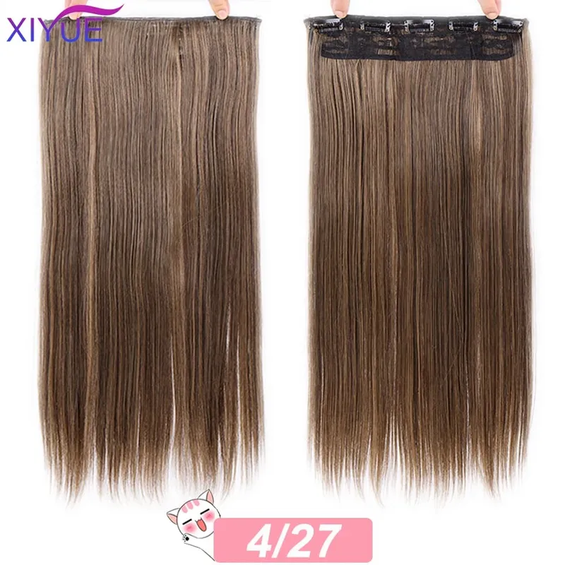 5 Clips Synthetic Hair Long Straight Clip In Hair Extensions False Hair Black Hair Pieces for Women — image 19