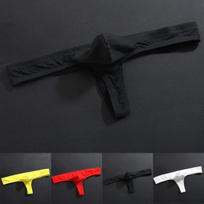 Men Sexy Underwear Cotton Thong Underpants Male Intimates Clothes Low Rise Stretch G-String T-Back Briefs Solid Color Breathable