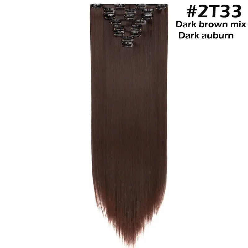 S-noilite Synthetic 8PCS/Set 18Clips Clip in Hair Extensions Long Straight Hair Extension Clip in Hair for Women — image 24