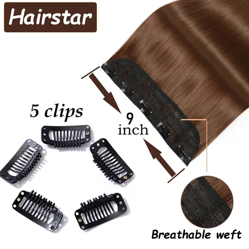 Hairstar 24' Long Straight Curly One Piece 5 Clips Clip-In Hair Extensions Synthetic Hairpieces for Woman — image 3
