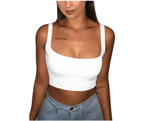 2025 Sexy Women Solid Strappy Tanks Vest Crop Top Summer Sleeveless Slash Neck Tanks Beach Women Sports Tank Tops — image 11