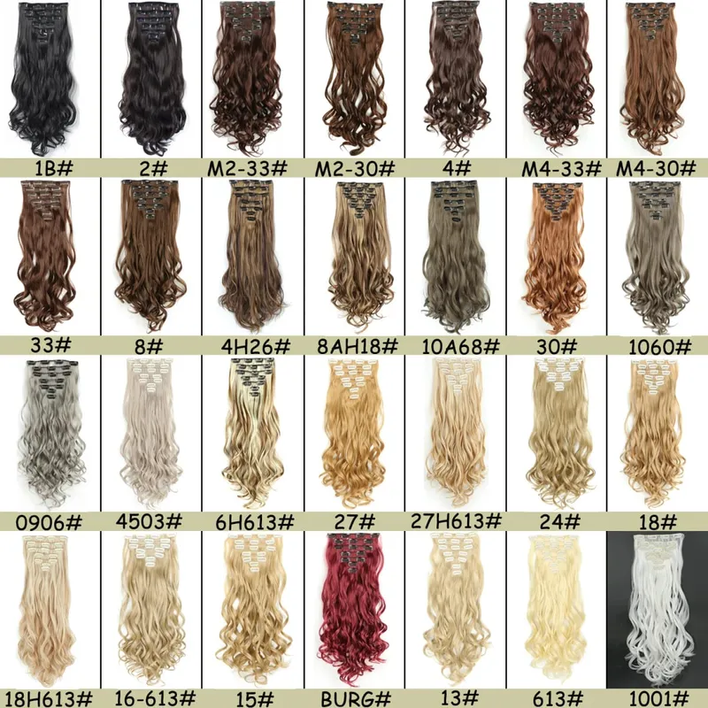 24Inch Synthetic Extension 16 Clips Blonde Hair Natural Long Wavy 7Pcs/Set Heat Resistant Fiber Hairpiece Black Brown Hairstyle — image 6