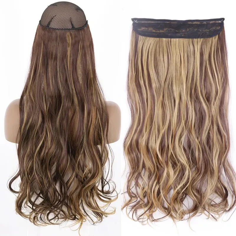 Synthetic No Clip Wave Hair Extensions Hidden Secret False Hairpiece One Piece Fish Line Fake Hair Piece — image 40