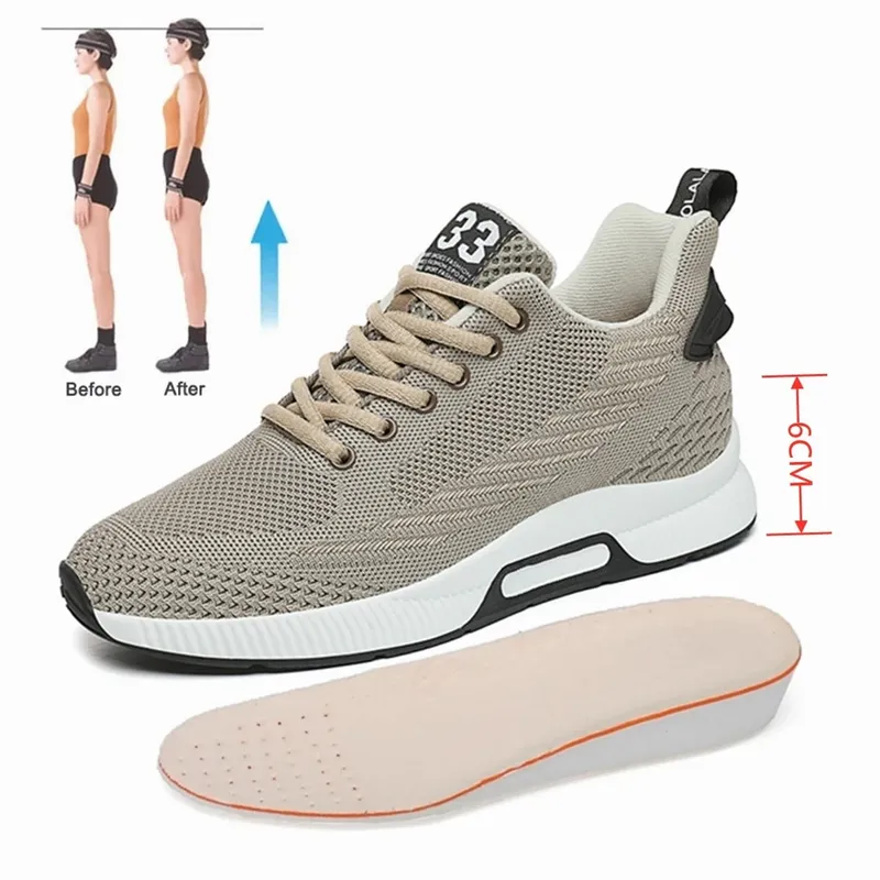 Kasut Lif Saiz Besar Lelaki Sneakers Kasut Mentinggikan Ketinggian Menambah Sol Kasut 6CM Lelaki Kehidupan Seharian Kasut Meningkatkan Ketinggian — image 2