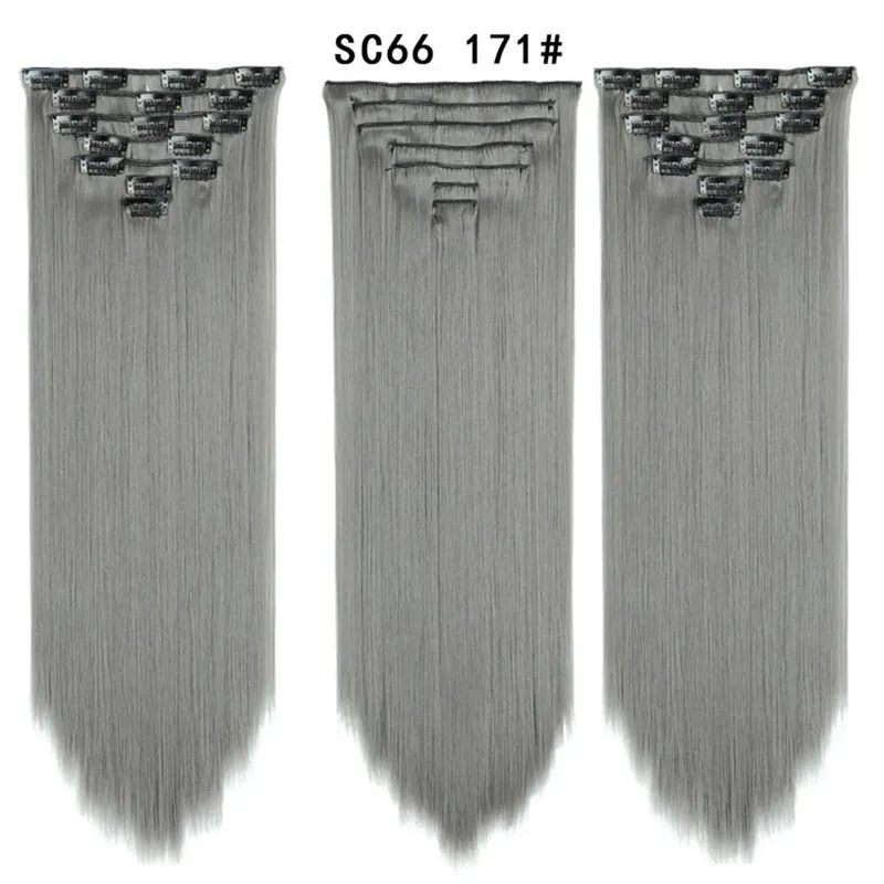 24Inch Synthetic Long Straight Hair Extensions 7pcs/Set 16 Clips in High Tempreture Fiber Synthetic Red Black Brown Hair Piece — image 19