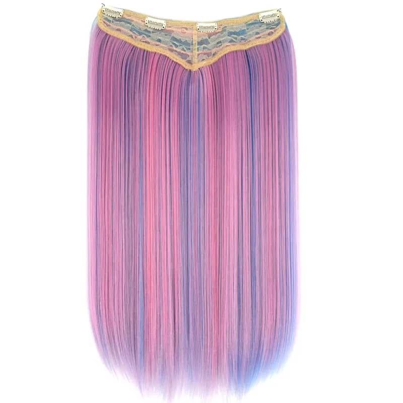 Heat Resistant Synthetic Fiber 140gr Silky Straight 4 clips on V shaped clip in hair Extensions VC006 — image 8