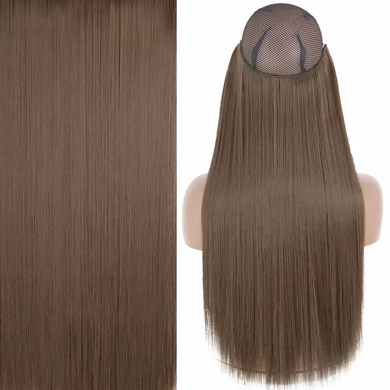 Synthetic No Clip Invisible Wire Hair Extensions Straight Black Blonde One Piece False Hairpiece Hair Extension — image 16