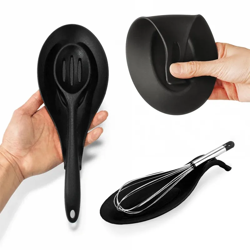 1PC Heat Resistant Silicone Spoon Shelf Chopstick Tray Pot Holder Stove Organizer Utensil Spatula Holder Spoon Pad Kitchen Tool — image 5