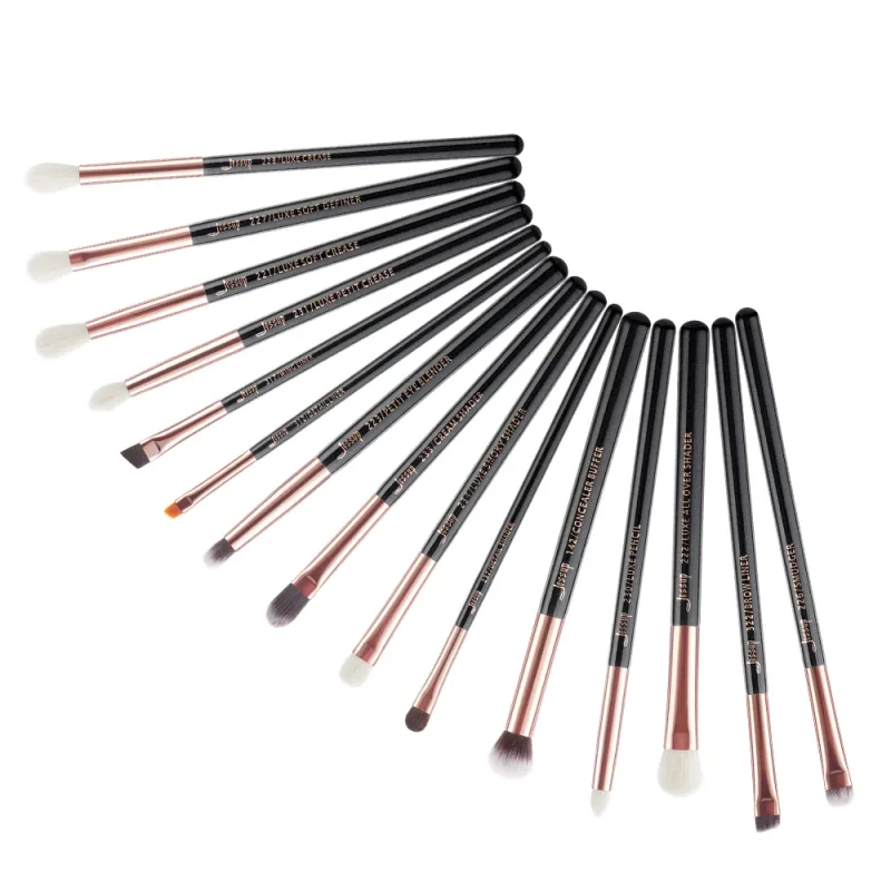 Jessup Makeup Brushes Set 15pcs Eye Make up Brush Eyeshadow Eyebrow Liner Blending Concealer Cosmetic Tool Kits Goat Hair Brush
