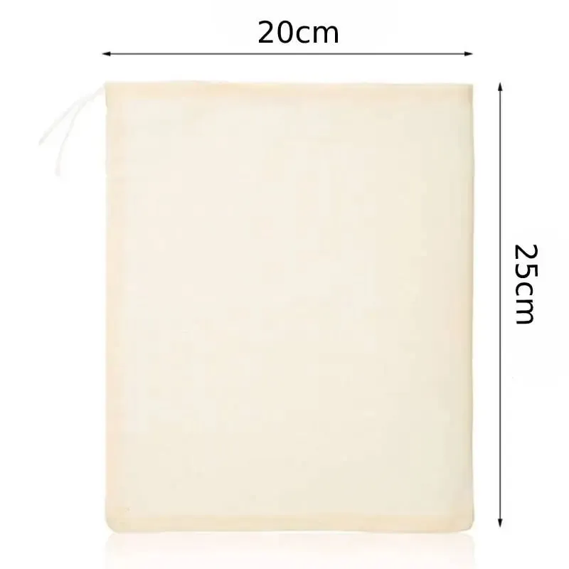 5Pcs 20x25CM Reusable Cotton Straining Bags Drawstring Muslin Cheesecloth Spice Soup Bags for Cooking Bone Broth Brew Bag Pouch — image 6