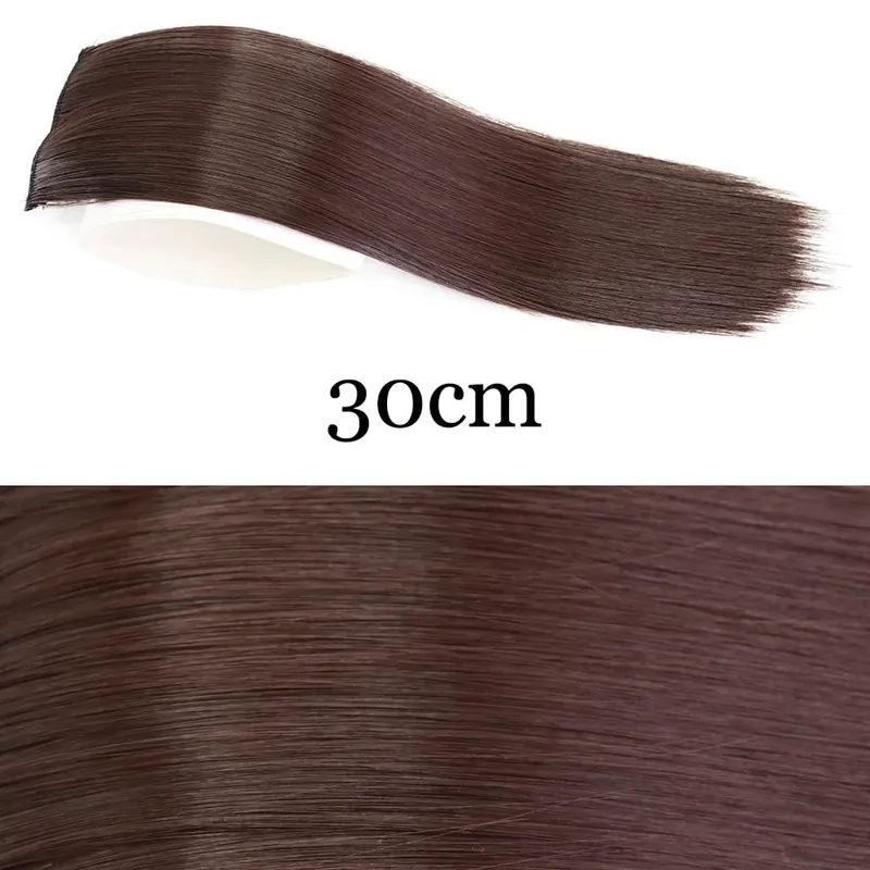 Synthetic Invisible Straight Hair Pads Clip In One Piece 2 Clips Increase Hair Volume Hair Extensions Top Side Cover — image 13