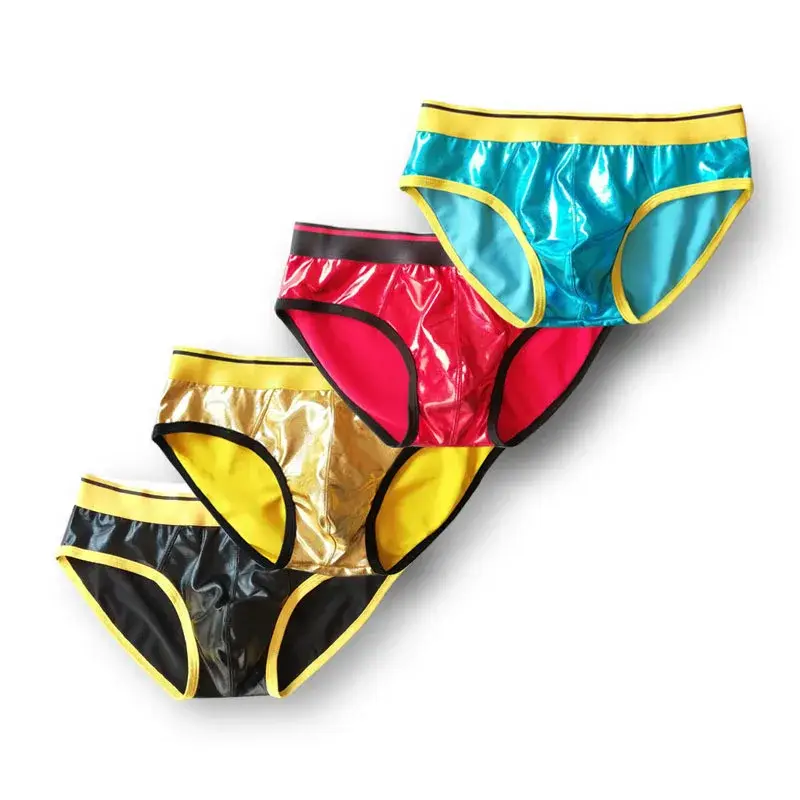 Sexy Men's Underwear Patent Leather Briefs Jockstrap Stretch Sissy Pouch Panties Underwear Briefs Male Fashion Comforty — image 1