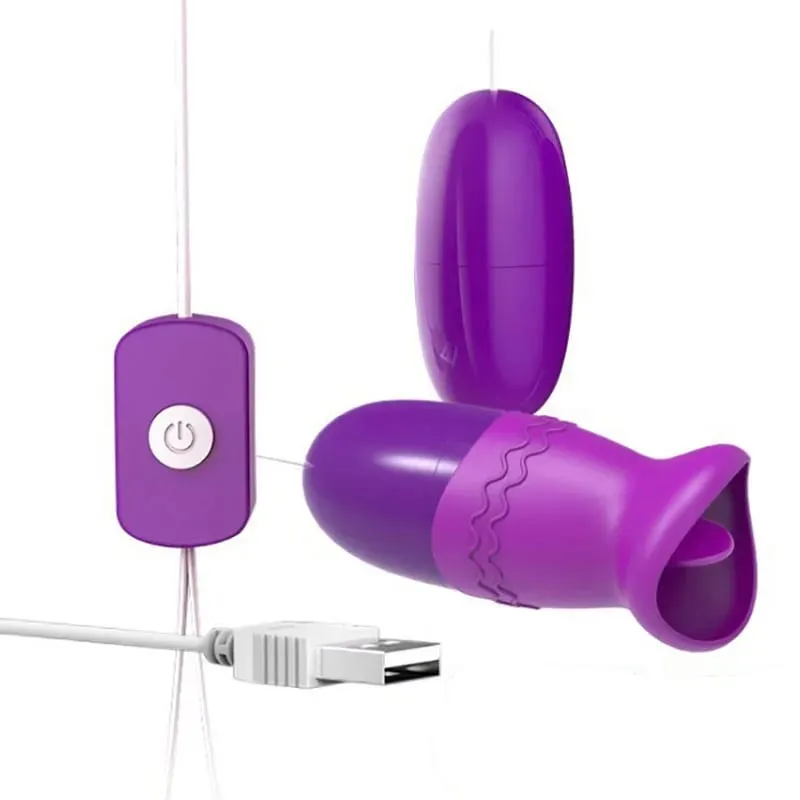 다기능 진동기 Clitoral G-Spot 혀 Clitoris 2 점프 계란 USB 전원 총알 원격 제어 여성을위한 진동 섹스 토이