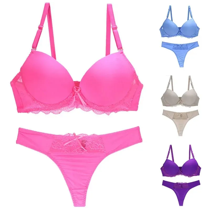 Nouvelle Seamless BCDE Cup Women Underwear Intimates Lace Thongs Lingerie Set Sexy Blue Pink Purple White Bra Panty — image 1