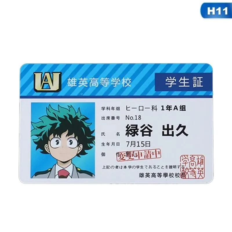 1PCS Anime Peripheral My Hero Academia PVC Student ID Card School Food Card