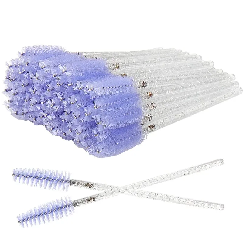 50 Pcs Cosmetic Eyelash Brush Eye Lash Makeup Brushes Disposable White Crystal Mascara Wands Brush Eyelash Extension Tools