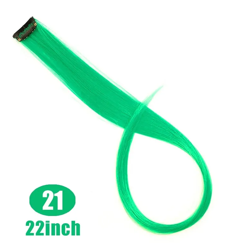 Lupu Synthetic Long Straight Rainbow Highlight Colored Hair Extensions Clip In Fake Hair Pieces For Women Heat Resistant — image 23