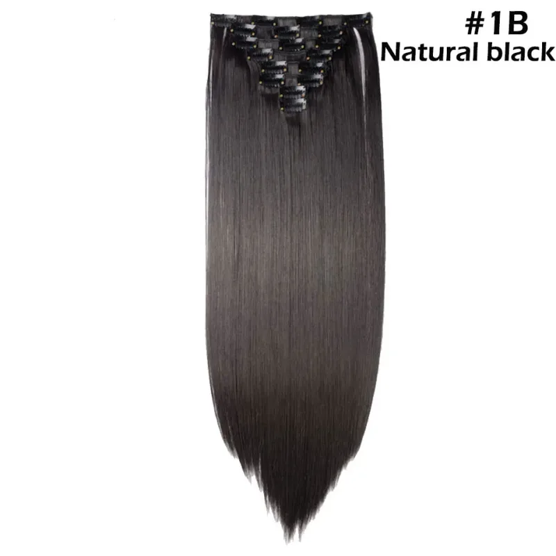 S-noilite Synthetic 8PCS/Set 18Clips Clip in Hair Extensions Long Straight Hair Extension Clip in Hair for Women — image 14