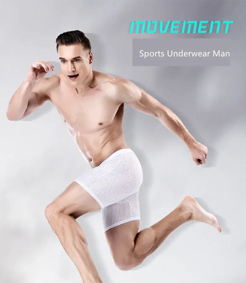 Boxers Briefs Man Ice Silk Shorts Underpants Male Large Size Men's Mesh Panties Breathable Long Boxer For Men Underwear
