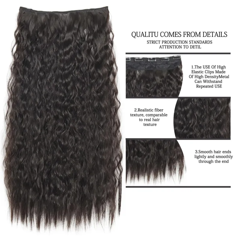 Azqueen Long Synthetic Water Wavy Clips Extension Hairpiece on 5 Clip-in Hair Ombre Brown Tail Blonde Fack Hair — image 4
