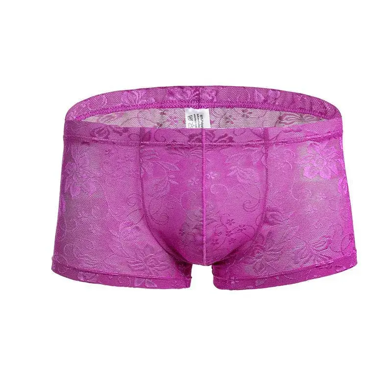 Sexy Mens Boxers Shorts Mesh Man Underwear Lingerie Trunk Transparent Mesh See Through Lace Underpants