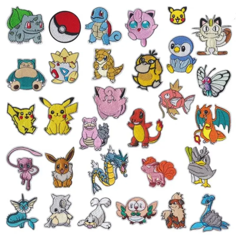 HOT 40 Style Snorlax Iron On Patch Embroidered Clothes Patches Cartoon for Clothing Kid Umbreon Cloth Stickers Garment Appliqués — image 1