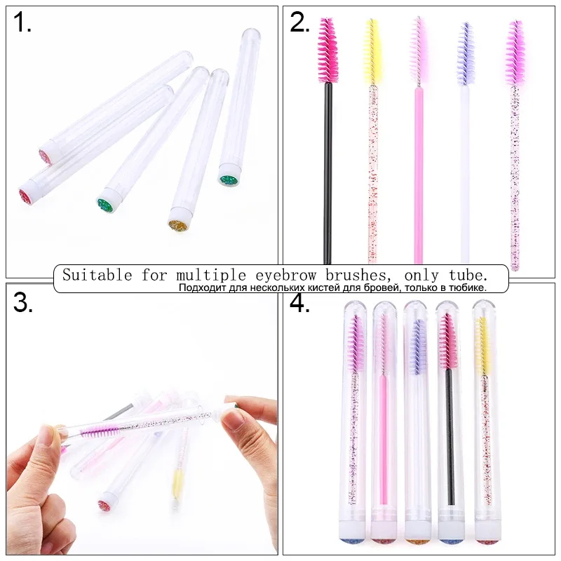 20pcs Reusable Makeup Brushes Tube Dust-proof Eyebrow Brush Tubes with New Lashes Resin Drill Replaceable Eyelash Extension Tool — image 6