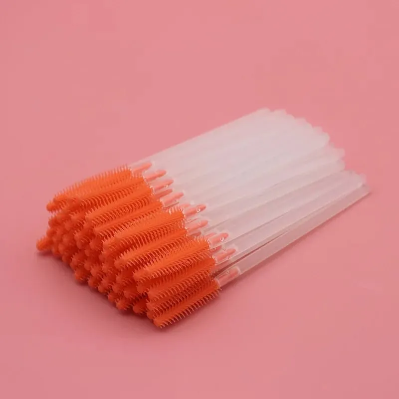 Hot 50 Pcs Disposable Silicone Eyelashes Brushes Transparent Rod Mascara Stick Eye Lash Brush Eyelash Extension Makeup Tools