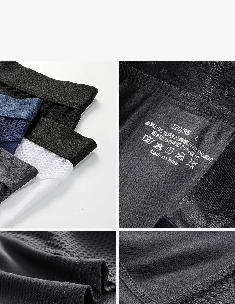 Mens Underwear Modal Boxers Shorts Hombre Solid Mesh Breathable Pouch Panties Man Long Leg Underpants Cueca Calzoncillos XL-6XL — image 9