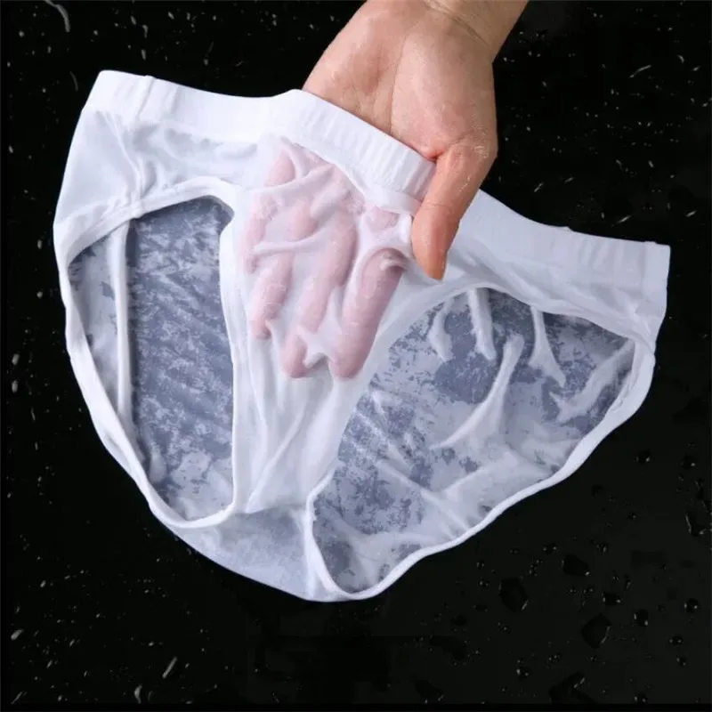 1-2PCS Nylon Spandex Mens Underwear Briefs Seamless Ultra-Thin Ice Silk Cueca Low Rise Male Panties Plus Size — image 3