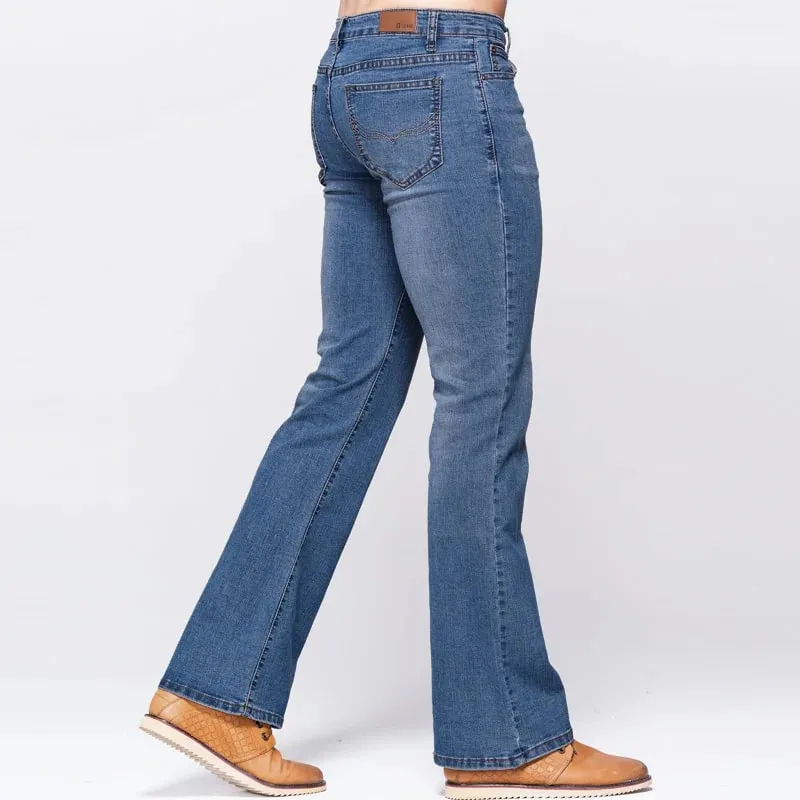 Mens Slim Boot Cut Jeans Classic Stretch Denim Slightly Flare Sky Blue Jeans Casual Stretch Jeans — image 5