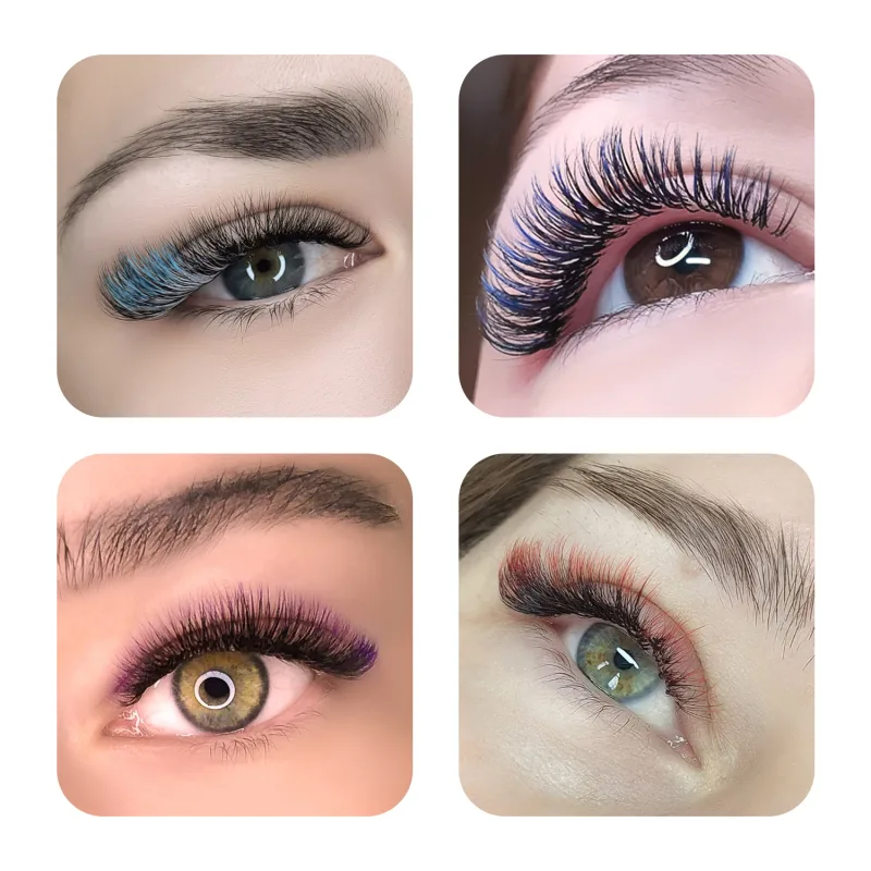 12Rows Ombre Gradient Red Green Blue Purple Color Eyelash Extension Individual Faux Mink False Eye Lashes Makeup — image 6