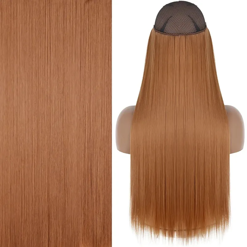 Synthetic No Clip Invisible Wire Hair Extensions Straight Black Blonde One Piece False Hairpiece Hair Extension — image 27