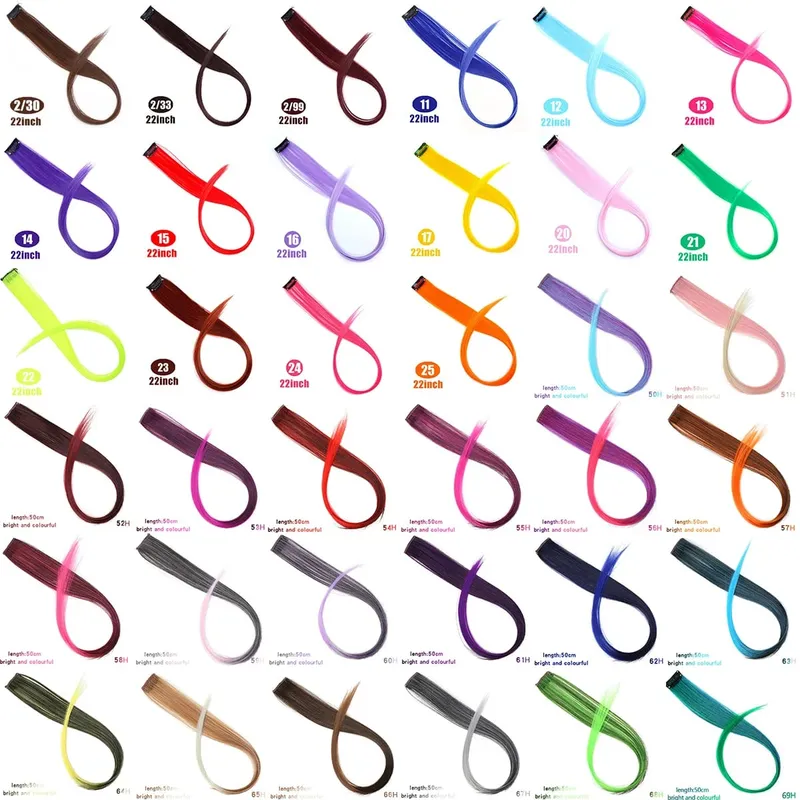 Synthetic Long Straight Women High Temperature One Clip In Hair Extension Hairpiece Purple Pink Red Blue Rose Colorful Hair — image 7