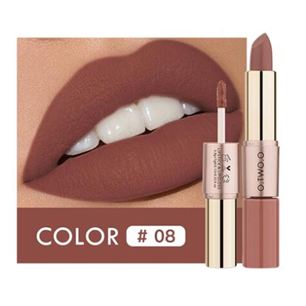 O.TWO.O 2 en 1 Lápiz labial Mate Brillo de labios Cosméticos Pintalabios impermeables Batom Mate Labios Maquillaje Colorete 12 colores Lápiz labial — image 15