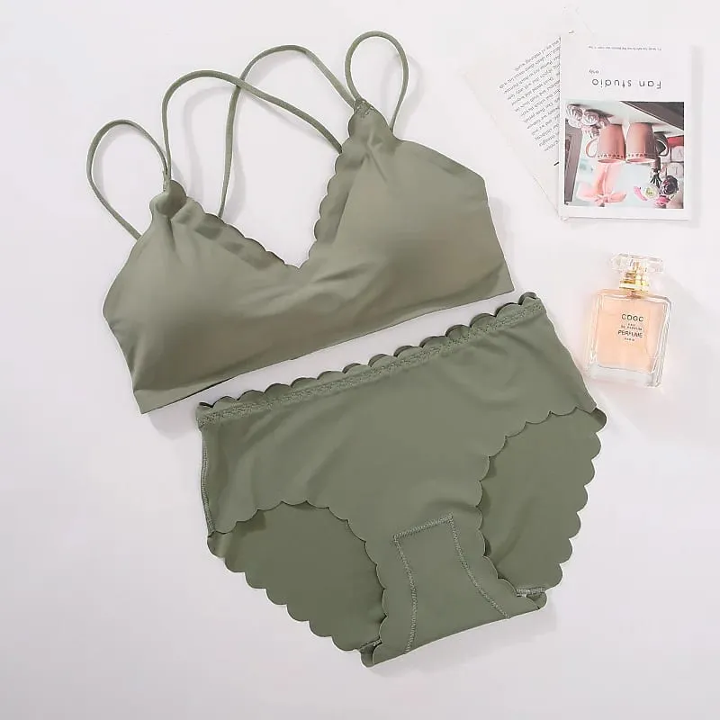Women Seamless Bra And Panties Set Wire Free Bra Top Push Up Bralette Briefs Japanese Underwear Set Female Sexy Lingerie — image 9