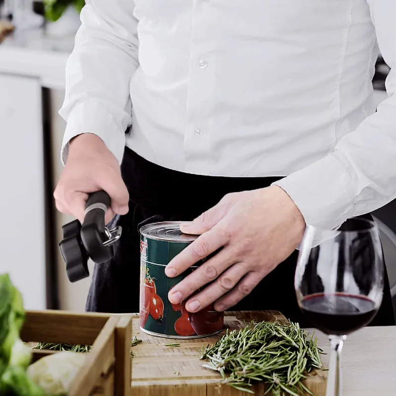 Burköppnare Kökstillbehör Professionell manual i rostfritt stål Burköppnare Säkerhetsskärning Flasköppnare Hushållsverktyg