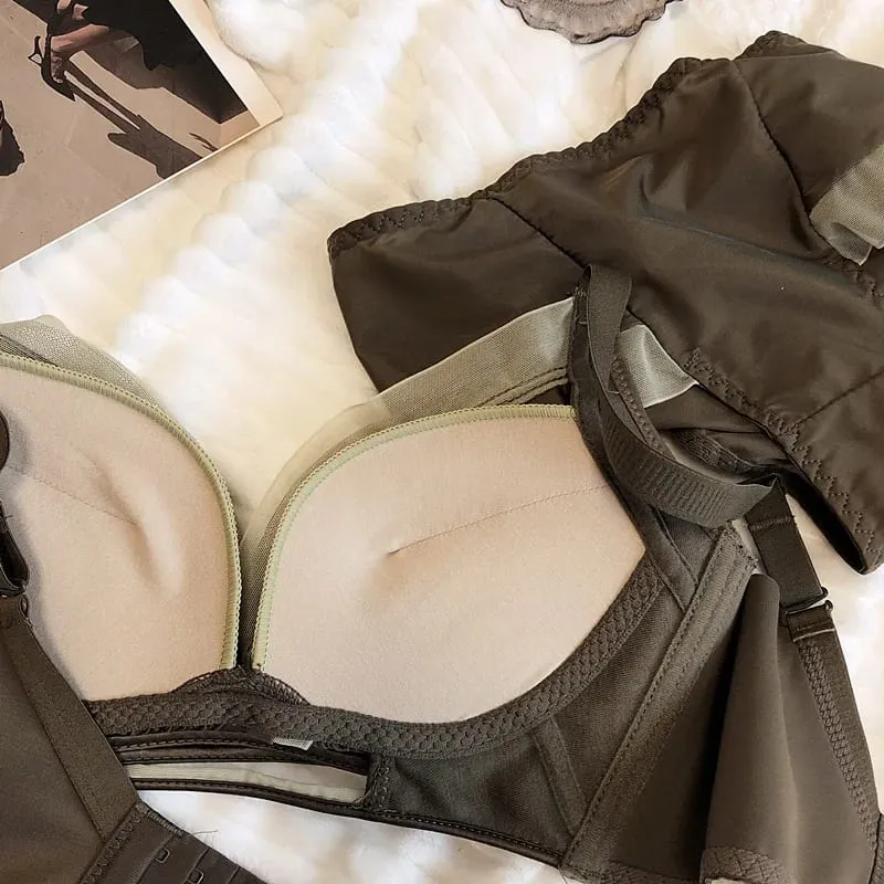 75-90 BC Cup Women Bra And Panties Set Seamless Underwear Chiffon Smooth Contrast Color Female Wire Free Push Up Sexy Lingerie — image 6