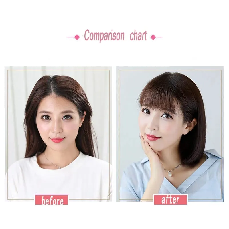 Long Straight Hair with Black Brown Hairpin Bangs High Temperature Fiber Hair Topper Clip In Hair Extensions 2styles — image 5