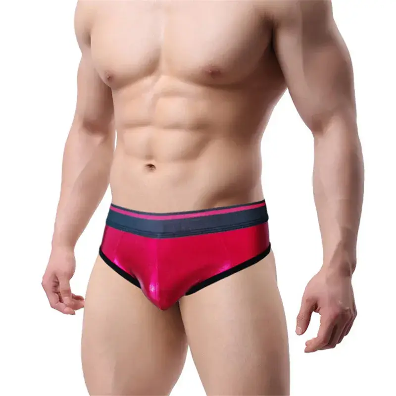 Sexy Men's Underwear Patent Leather Briefs Jockstrap Stretch Sissy Pouch Panties Underwear Briefs Male Fashion Comforty — image 10