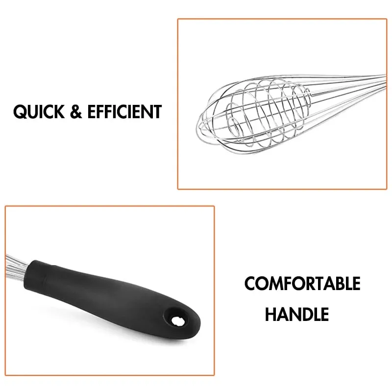 Stainless Steel + TPR Handle Egg Beater Kitchen Balloon Wire Whisk Mixer Foamer for Cooking Baking Blending Whisking Stirring