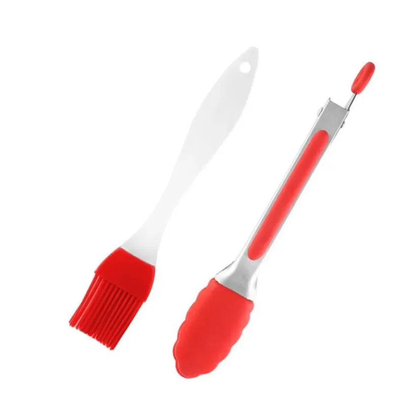 1pc/3pcs Tong&Oil Brush&Silicone Spatula Cookware Utensils Food Grade Cooking Clamp Kitchen Home Salad Serving BBQ Tool Scraper — image 4
