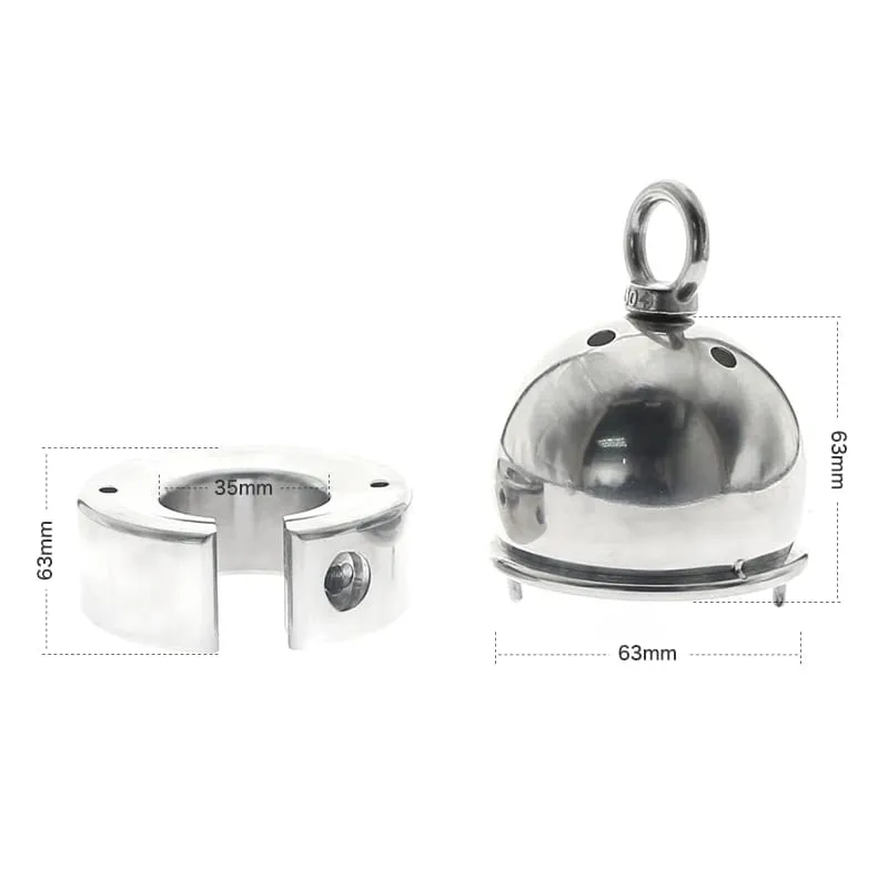 Heavy Stainless Steel Ball Stretcher Gay Scrotum Pendant Metal Lockable CBT Testicle Weight Restraint 18+ Chastity Man Sex Toys