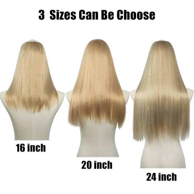 Premium Synthetic Straight U Part Clip in Hair Extension Long Daily Use Clip-on Natural Thick Fake Blonde Hairpieces For Woman — image 5