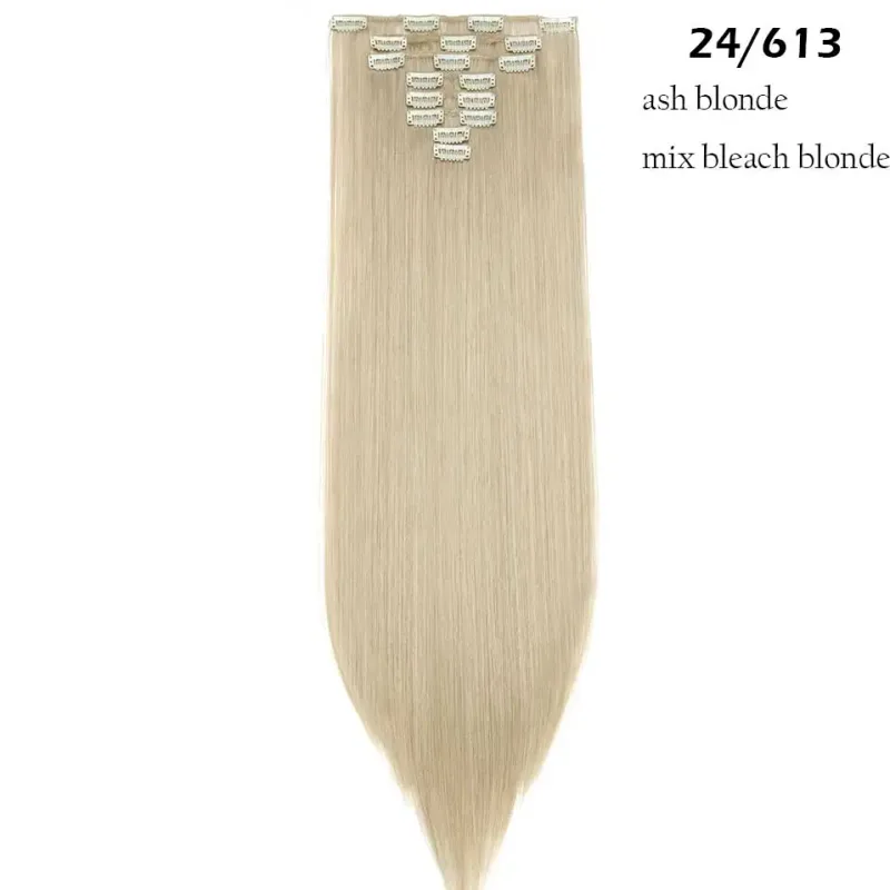 S-noilite Synthetic 8PCS/Set 18Clips Clip in Hair Extensions Long Straight Hair Extension Clip in Hair for Women — image 8