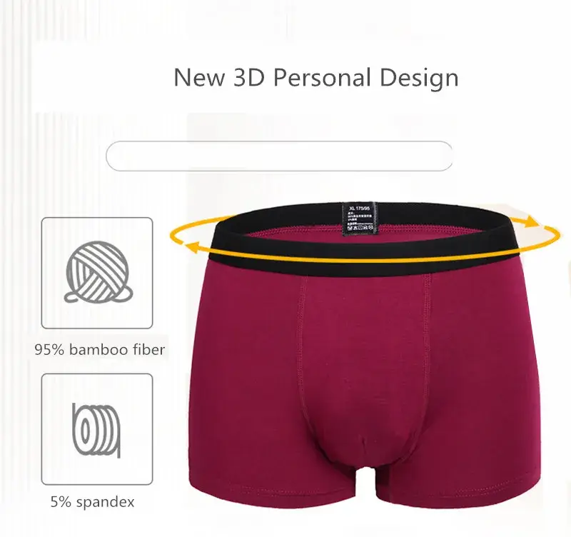 6pcs/Set Black Boxer Men Underwear Bamboo Men's Panties Shorts Breathable Underpants Man Comfortable Sexy Boxers & Briefs Men 3256805629748070 — image 2