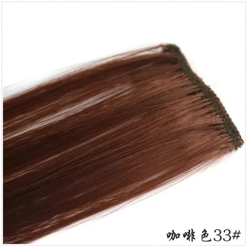 Long Straight Color Hair Piece Hair Extensions Clip In Highlight Rainbow Hair Streak Pink Synthetic Hair Strands on Clips