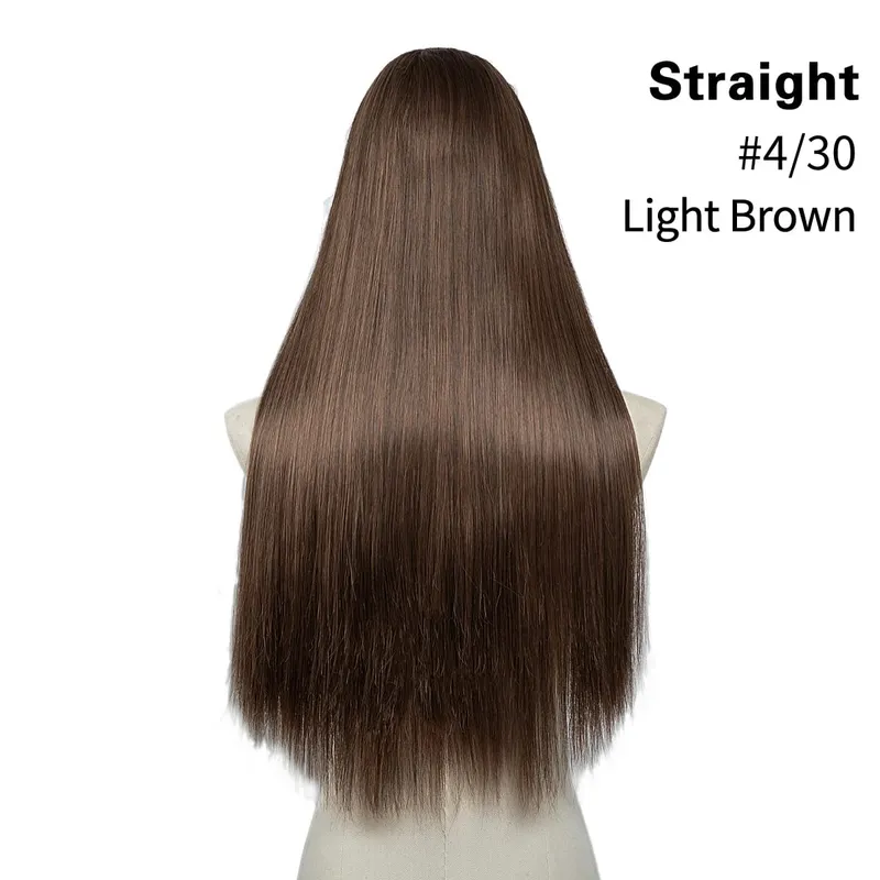 Premium Synthetic Straight U Part Clip in Hair Extension Long Daily Use Clip-on Natural Thick Fake Blonde Hairpieces For Woman