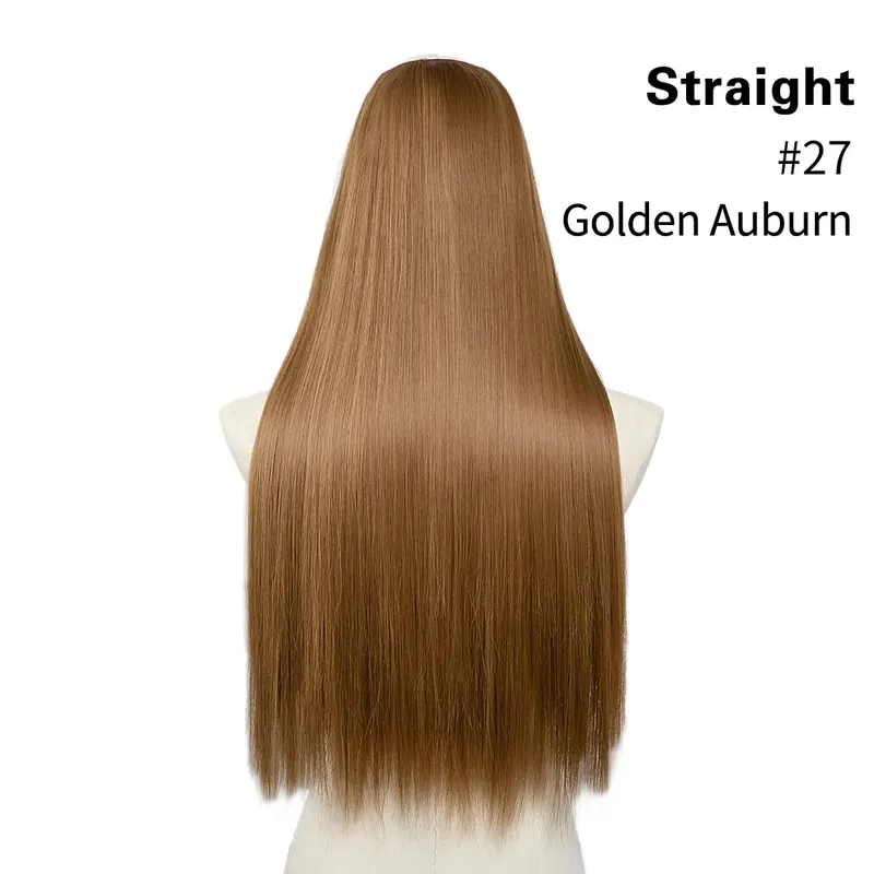 Premium Synthetic Straight U Part Clip in Hair Extension Long Daily Use Clip-on Natural Thick Fake Blonde Hairpieces For Woman — image 23